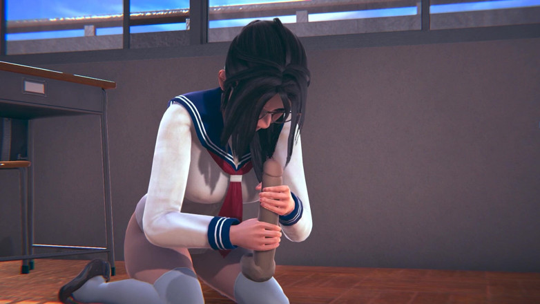 Waifu club 3D: College girl with glasses jerking off teacher's cock