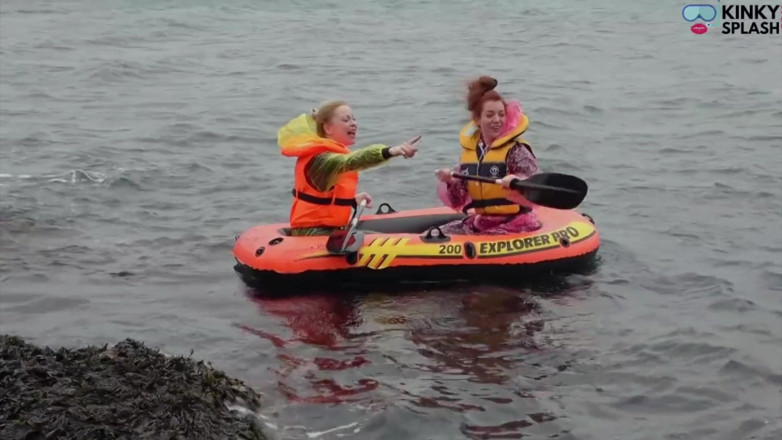 UKCuteGirl Lucy Lauren: Two Girls One Dinghy: Tight Rubber &amp; Pvc Rainwear