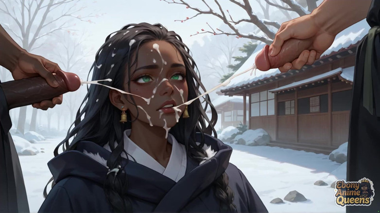 Ebony Anime Queens: Ebano, arrapata, troia e disordinata per la prima volta in...