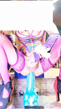 Cute TS Sissy Transgender Sexy Lingerie Riding Big Anal Dildo Without Panties