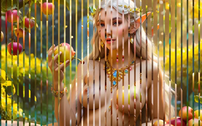 AI Girls: Big Breasted Nude Elf Girl with Wax Apple