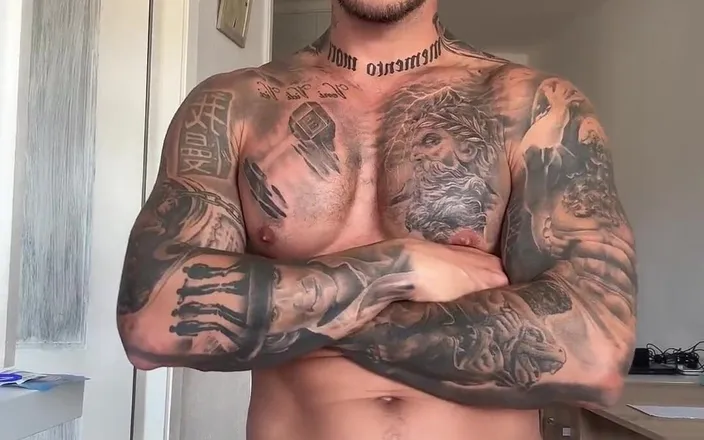 BoyGym: Huge Cock Muscle Tattooed Boy Boygym
