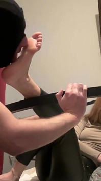 He Licks, Sniffs and Massages My Pantyhose Legs and Then My Bare Feet