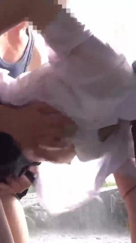 Japanese Babe Creampied Under The Rain