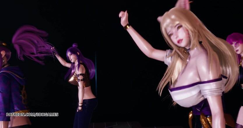 3D-Hentai Games: Popstars Ahri Akali Evelynn Kaisa the best uncensored 3D striptease