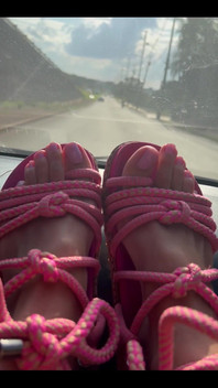 This new lilac pedicure is great with my pink sandals, don't you think?