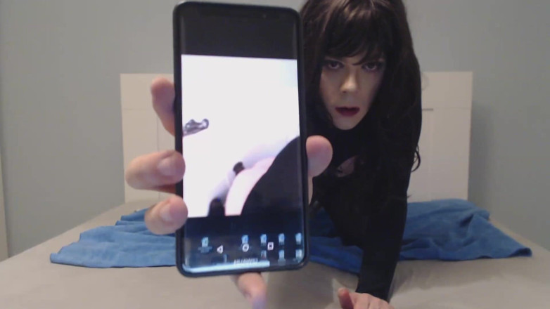 MichelleWeib: CD sissy in chastity gets fucked by BBC - self facial