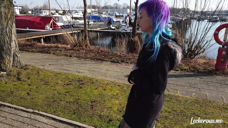 Lecherous: Alisha flashing and getting naked at the marina