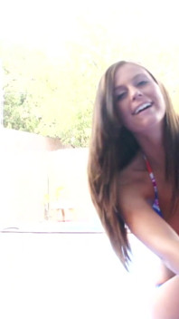 Brunette Teenie Models Have Lesbo Sex in Pool