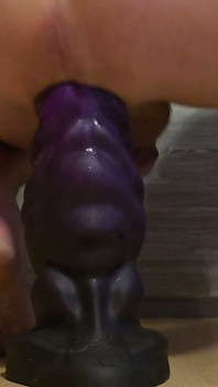 Fantasy Stretch Taking a Huge Purple Unicorn Dildo All the Way up My Ass!