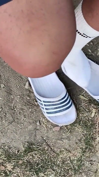 Making Socks Dirty in Slides - Used Socks and Slides and Uncut Soft Cock