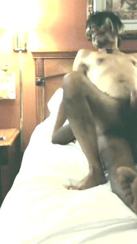 Nypster Sitting on a Big Bareback Black Cock