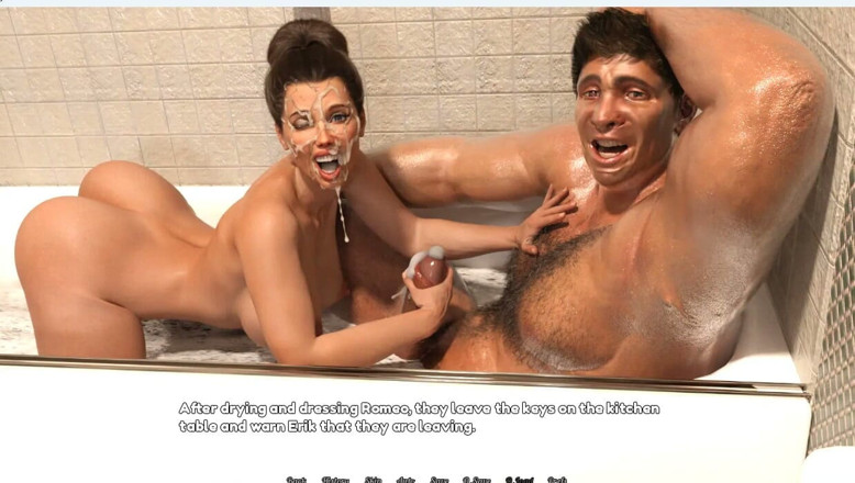 XXX Games Bunk: Perfect Housewife - Gameplay - Roleplay -wife Baths the Teen Boy in Front...
