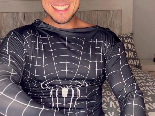 Spiderman Gay Plays with His Flexible Cock (Boy gym)
