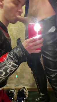 Gay Biker Blowjob Men in Full Leather