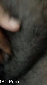 Closeup Rubbing My Fat Black Hairy Pussy