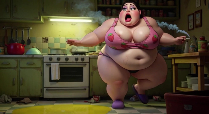 YOUR BEST FANTASY: Smoking Pregnant BBW Pisses on Floor - Horny with Massive Belly