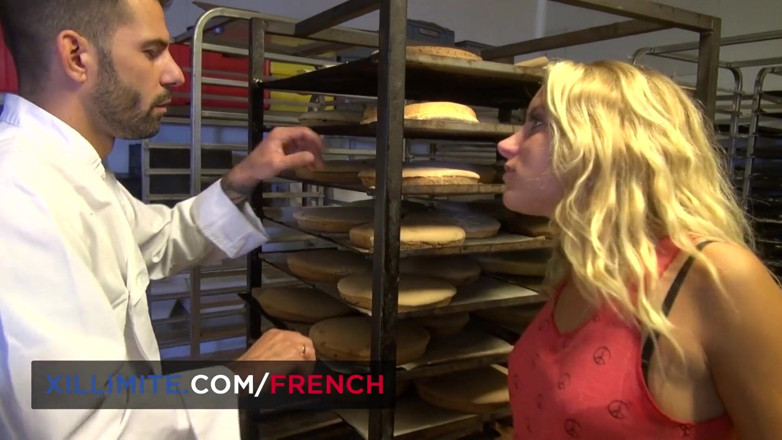 French girls at work: Sexy baker wants to have sex with her client