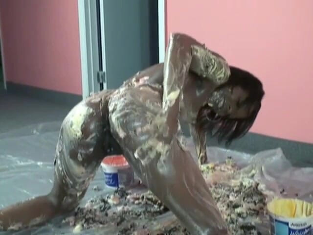 ChickPass Amateurs: Ebony Anastasia is covered with cream