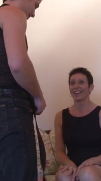 Amateur naughty old French cougar whore rimming and banging a huge young cock