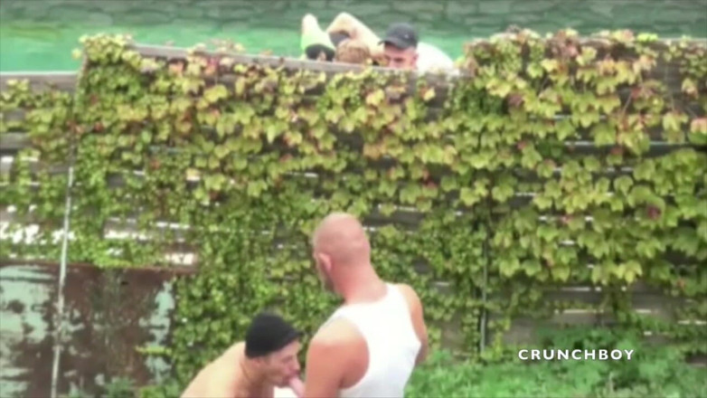 EXHIB BOYS: Juan Perez fucked by bear with huge cock in exhib