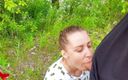 Nasty Creamy: Horny teen sucking dick stranger and oral creampie outside