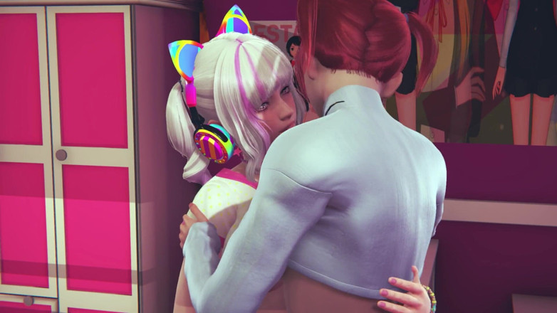 Waifu club 3D: Gamer chica folla nueva pelirroja novia