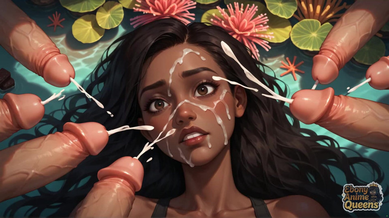 Ebony Anime Queens: Спекотна темношкіра любить оргію гуллетки в тропічному раю, поки її коханець дає їй дивовижний х, ридаючи її