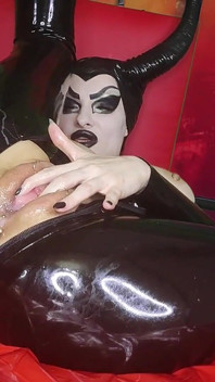 Satanic Black Latex Witch Summons Satan