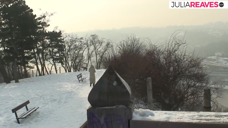 My German Amateurs: Sexy redhead rides a hard cock out in the cold...