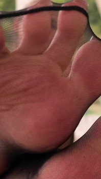 Black Pantyhose Feet Outdoor