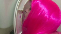 Lilly Disgrace: Cleaning toilet with moof