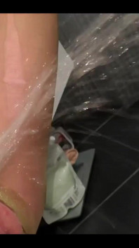 Very Very Strong Pee Stream on the Wall in Pantyhose and High Heels