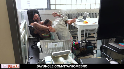 Say Uncle: Muscular guy in leather fucked in the ass