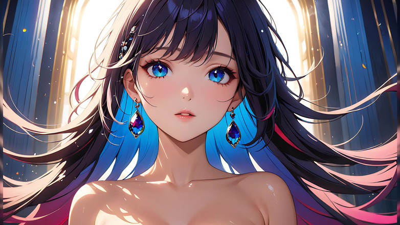 AI Girls: Reflexiones Pintadas - mujer desnuda artística con ojos llenos de color