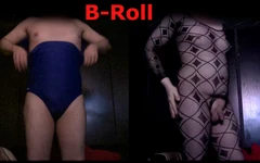 B-roll: baju renang khusus orang dewasa dan catsuit tryon di kabin... Eksibisian Tobi00815