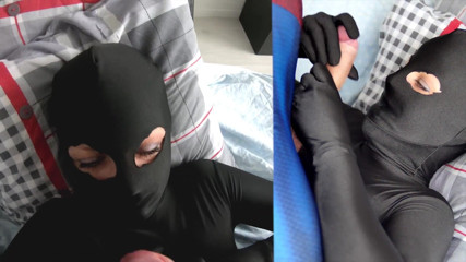 Nylon Xtreme: Natacha Guapa w pełnej czarnej zentai lycra sex oralny