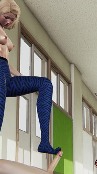 Gorąca Pani Davidson ręczna robota i footjob w jej niebieskie leggins service zrobić big dick spust dużo spermy