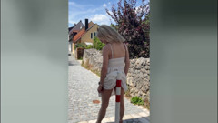 Tranny Girl Slipless Under the Summer Dress! Shameless Public Wanking in the City!