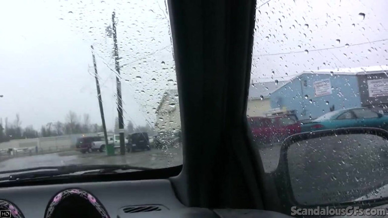 Scandalous GFs: Sexy gf shows off her pussy in the car