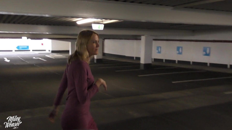 Miley Weasel: German Blonde Miley Weasel Assfucked in the Parkinglot
