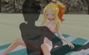 H3DC: 3D Hentai Yamada Elf reitet schwanz am strand