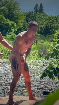 Two Guys Have Sex on the City Beach - He Sucked the Whole Dick and Got a Tasty Cum in His Mouth