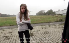 Skinny huzzy is sex addict although she is acting a shy babe