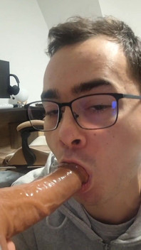 College Boy Sucks Stepdaddy's Cock Until He Cums in His Mouth (dildo)