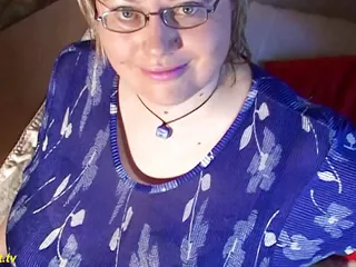 Horny BBW mature plays with her extreme monster tits