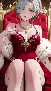銀の女王が黄金の玉座に!赤い絹、怠惰な視線、そしてとろけるようなからかうような視線