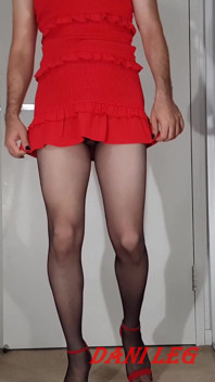 Dani Leg Cums Twice in Black Pantyhose