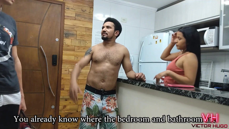 VictorHugo: My stepuncle punching his girlfriend's pussy in the kitchen
