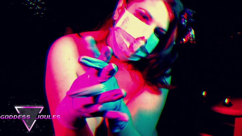 goddessjoules: Maschera operatoria e stuzzica il cazzo con i guanti